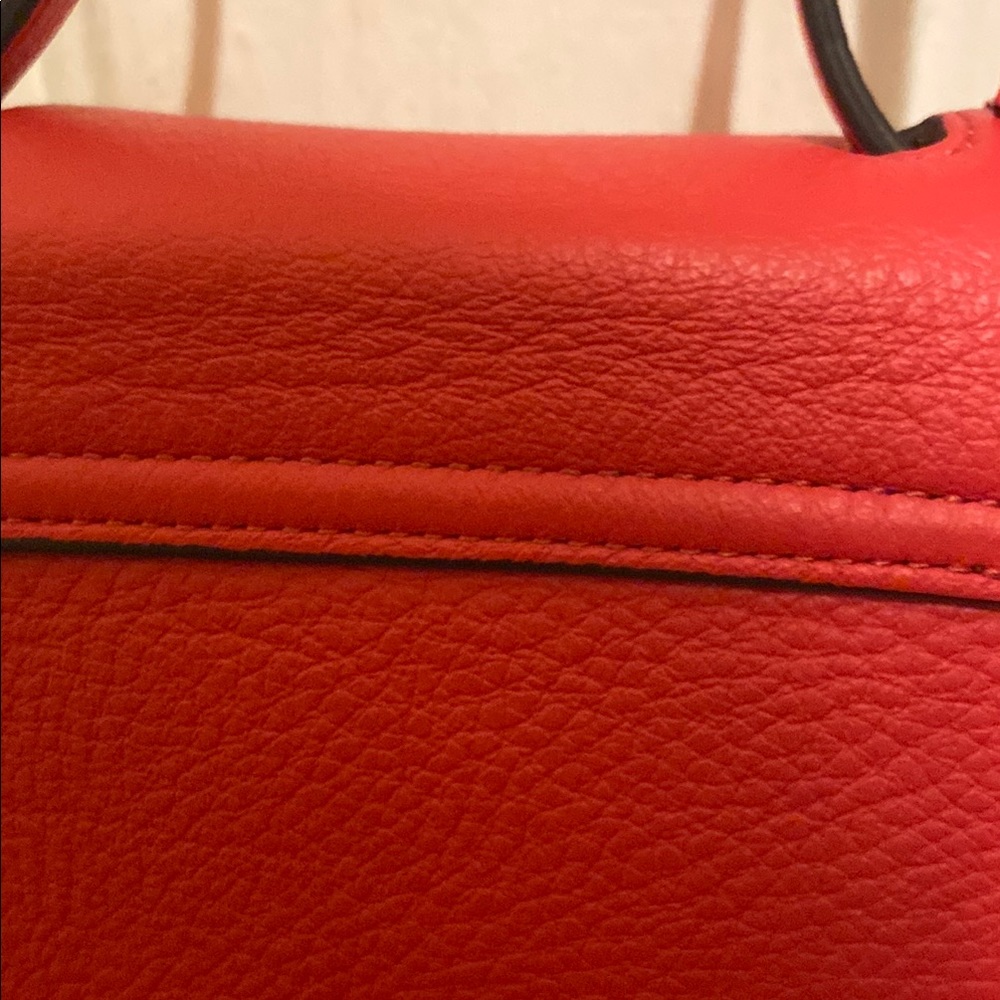 J.Crew 100% Vibrant Red Crossbody Bag with Saddle Shape and Gold Hardware - Picture 16 of 16